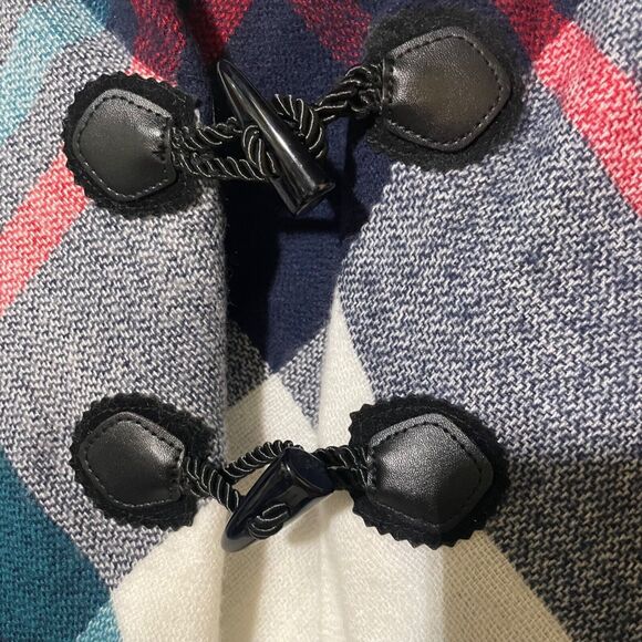 MIXIT · One Size · Plaid Hooded Poncho Cape · Toggle Fringe Wrap Outlander Style - Picture 4 of 8